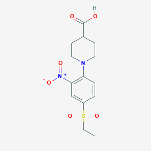molecular formula C14H18N2O6S B3173963 1-[4-(Ethylsulfonyl)-2-nitrophenyl]piperidine-4-carboxylic acid CAS No. 951624-95-6