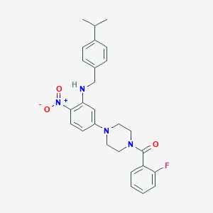 molecular formula C27H29FN4O3 B317406 1-(2-Fluorobenzoyl)-4-{4-nitro-3-[(4-isopropylbenzyl)amino]phenyl}piperazine 