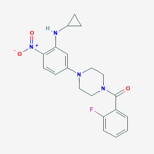 molecular formula C20H21FN4O3 B317408 1-{3-(Cyclopropylamino)-4-nitrophenyl}-4-(2-fluorobenzoyl)piperazine 