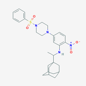 molecular formula C28H36N4O4S B317409 1-{3-{[1-(1-Adamantyl)ethyl]amino}-4-nitrophenyl}-4-(phenylsulfonyl)piperazine 