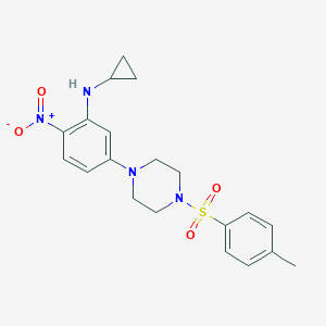 molecular formula C20H24N4O4S B317412 1-{3-(Cyclopropylamino)-4-nitrophenyl}-4-[(4-methylphenyl)sulfonyl]piperazine 