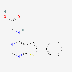 molecular formula C14H11N3O2S B3174142 2-((6-Phenylthieno[2,3-d]pyrimidin-4-yl)amino)acetic acid CAS No. 951908-30-8