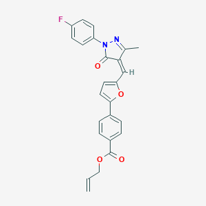 molecular formula C25H19FN2O4 B317415 allyl 4-(5-{[1-(4-fluorophenyl)-3-methyl-5-oxo-1,5-dihydro-4H-pyrazol-4-ylidene]methyl}-2-furyl)benzoate 