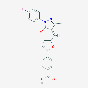 molecular formula C22H15FN2O4 B317416 4-(5-{(Z)-[1-(4-fluorophenyl)-3-methyl-5-oxo-1,5-dihydro-4H-pyrazol-4-ylidene]methyl}furan-2-yl)benzoic acid 