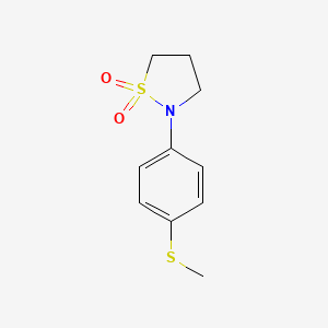 molecular formula C10H13NO2S2 B3174227 2-[4-(methylsulfanyl)phenyl]tetrahydro-1H-1lambda~6~-isothiazole-1,1-dione CAS No. 952182-63-7