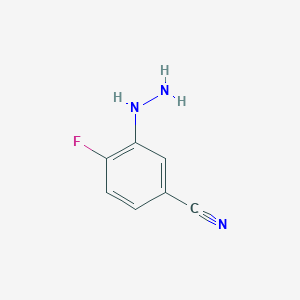 molecular formula C7H6FN3 B3174236 4-Fluoro-3-hydrazino-benzonitrile CAS No. 952289-97-3