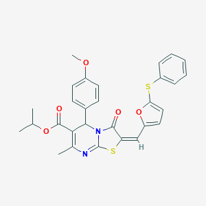 isopropyl 5-(4-methoxyphenyl)-7-methyl-3-oxo-2-{[5-(phenylsulfanyl)-2-furyl]methylene}-2,3-dihydro-5H-[1,3]thiazolo[3,2-a]pyrimidine-6-carboxylate