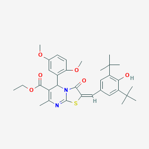 molecular formula C33H40N2O6S B317432 ethyl 2-(3,5-ditert-butyl-4-hydroxybenzylidene)-5-(2,5-dimethoxyphenyl)-7-methyl-3-oxo-2,3-dihydro-5H-[1,3]thiazolo[3,2-a]pyrimidine-6-carboxylate 