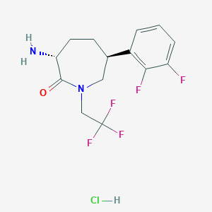 molecular formula C14H16ClF5N2O B3174327 (3R,6S)-3-氨基-6-(2,3-二氟苯基)-1-(2,2,2-三氟乙基)氮杂环戊烷-2-酮（盐酸盐） CAS No. 953077-37-7