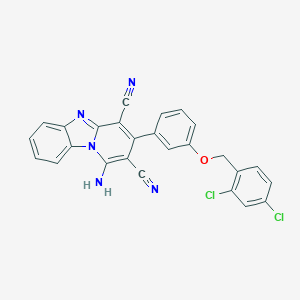 molecular formula C26H15Cl2N5O B317435 1-Amino-3-{3-[(2,4-dichlorobenzyl)oxy]phenyl}pyrido[1,2-a]benzimidazole-2,4-dicarbonitrile 