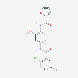 molecular formula C19H14ClIN2O4 B317454 N-{4-[(2-chloro-5-iodobenzoyl)amino]-2-methoxyphenyl}-2-furamide 