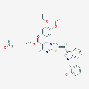 molecular formula C37H38ClN3O5S B317458 ethyl (2Z)-2-[[1-[(2-chlorophenyl)methyl]indol-3-yl]methylidene]-5-(3,4-diethoxyphenyl)-7-methyl-3,5-dihydro-[1,3]thiazolo[3,2-a]pyrimidine-6-carboxylate;formaldehyde 