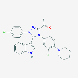 molecular formula C29H27Cl2N5O B317460 1-[1-(4-chlorophenyl)-4-[3-chloro-4-(piperidin-1-yl)phenyl]-5-(1H-indol-3-yl)-4,5-dihydro-1H-1,2,4-triazol-3-yl]ethanone 