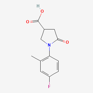 molecular formula C12H12FNO3 B3174602 1-(4-Fluoro-2-methylphenyl)-5-oxopyrrolidine-3-carboxylic acid CAS No. 953903-28-1