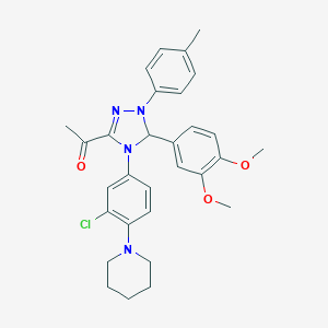 molecular formula C30H33ClN4O3 B317461 1-[4-[3-chloro-4-(1-piperidinyl)phenyl]-5-(3,4-dimethoxyphenyl)-1-(4-methylphenyl)-4,5-dihydro-1H-1,2,4-triazol-3-yl]ethanone 