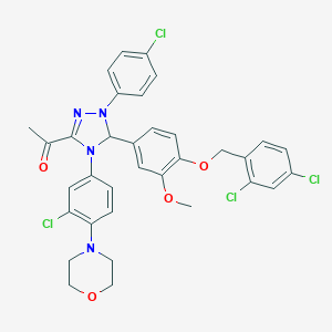 molecular formula C34H30Cl4N4O4 B317464 1-[4-(3-chloro-4-morpholin-4-ylphenyl)-2-(4-chlorophenyl)-3-[4-[(2,4-dichlorophenyl)methoxy]-3-methoxyphenyl]-3H-1,2,4-triazol-5-yl]ethanone 