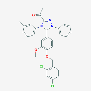 molecular formula C31H27Cl2N3O3 B317465 1-[5-{4-[(2,4-dichlorobenzyl)oxy]-3-methoxyphenyl}-4-(3-methylphenyl)-1-phenyl-4,5-dihydro-1H-1,2,4-triazol-3-yl]ethanone 