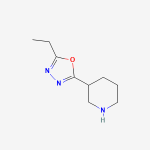 molecular formula C9H15N3O B3174671 3-(5-Ethyl-1,3,4-oxadiazol-2-yl)piperidine CAS No. 954228-64-9