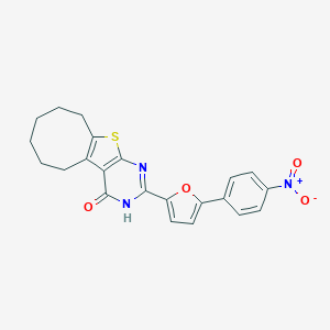 molecular formula C22H19N3O4S B317474 5-[5-(4-Nitrophenyl)furan-2-yl]-8-thia-4,6-diazatricyclo[7.6.0.02,7]pentadeca-1(9),2(7),5-trien-3-one 