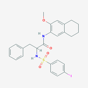 molecular formula C26H27IN2O4S B317478 2-{[(4-iodophenyl)sulfonyl]amino}-N-(3-methoxy-5,6,7,8-tetrahydro-2-naphthalenyl)-3-phenylpropanamide 