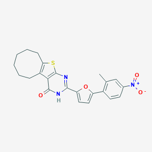 molecular formula C23H21N3O4S B317487 5-[5-(2-Methyl-4-nitrophenyl)furan-2-yl]-8-thia-4,6-diazatricyclo[7.6.0.02,7]pentadeca-1(9),2(7),5-trien-3-one 