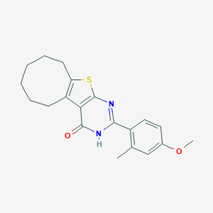 molecular formula C20H22N2O2S B317488 2-(4-Methoxy-2-methylphenyl)-5,6,7,8,9,10-hexahydrocycloocta[4,5]thieno[2,3-d]pyrimidin-4-ol 