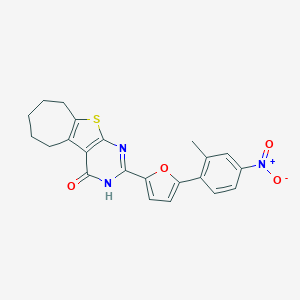 molecular formula C22H19N3O4S B317490 5-[5-(2-Methyl-4-nitrophenyl)furan-2-yl]-8-thia-4,6-diazatricyclo[7.5.0.02,7]tetradeca-1(9),2(7),5-trien-3-one 