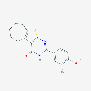 molecular formula C18H17BrN2O2S B317493 5-(3-Bromo-4-methoxyphenyl)-8-thia-4,6-diazatricyclo[7.5.0.02,7]tetradeca-1(9),2(7),5-trien-3-one 