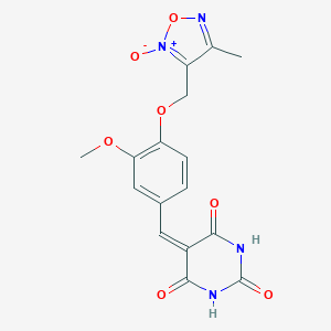 molecular formula C16H14N4O7 B317503 5-{3-methoxy-4-[(4-methyl-2-oxido-1,2,5-oxadiazol-3-yl)methoxy]benzylidene}-2,4,6(1H,3H,5H)-pyrimidinetrione 