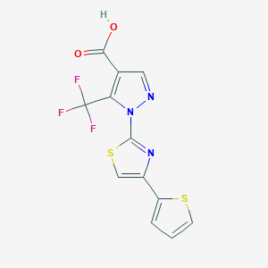 molecular formula C12H6F3N3O2S2 B3175034 1-[4-(2-thienyl)-1,3-thiazol-2-yl]-5-(trifluoromethyl)-1H-pyrazole-4-carboxylic acid CAS No. 955963-41-4