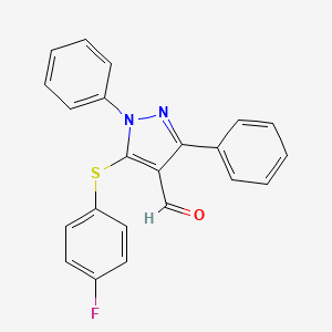 molecular formula C22H15FN2OS B3175041 5-[(4-fluorophenyl)sulfanyl]-1,3-diphenyl-1H-pyrazole-4-carbaldehyde CAS No. 955964-28-0
