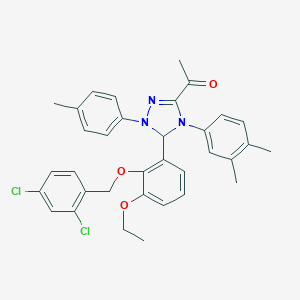 molecular formula C34H33Cl2N3O3 B317506 1-[5-{2-[(2,4-dichlorobenzyl)oxy]-3-ethoxyphenyl}-4-(3,4-dimethylphenyl)-1-(4-methylphenyl)-4,5-dihydro-1H-1,2,4-triazol-3-yl]ethanone 