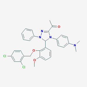 molecular formula C32H30Cl2N4O3 B317507 1-(5-{2-[(2,4-dichlorobenzyl)oxy]-3-methoxyphenyl}-4-[4-(dimethylamino)phenyl]-1-phenyl-4,5-dihydro-1H-1,2,4-triazol-3-yl)ethanone 