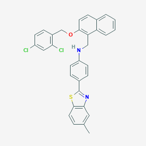 molecular formula C32H24Cl2N2OS B317508 N-({2-[(2,4-dichlorobenzyl)oxy]-1-naphthyl}methyl)-4-(5-methyl-1,3-benzothiazol-2-yl)aniline 