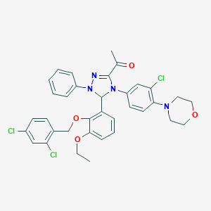 molecular formula C35H33Cl3N4O4 B317509 1-(4-[3-chloro-4-(4-morpholinyl)phenyl]-5-{2-[(2,4-dichlorobenzyl)oxy]-3-ethoxyphenyl}-1-phenyl-4,5-dihydro-1H-1,2,4-triazol-3-yl)ethanone 