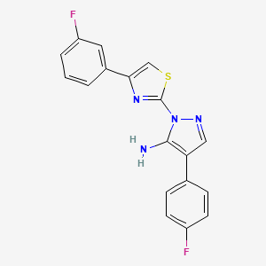 molecular formula C18H12F2N4S B3175108 4-(4-fluorophenyl)-1-[4-(3-fluorophenyl)-1,3-thiazol-2-yl]-1H-pyrazol-5-amine CAS No. 955976-89-3