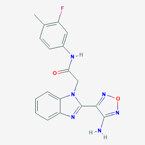 molecular formula C18H15FN6O2 B317514 2-[2-(4-amino-1,2,5-oxadiazol-3-yl)-1H-benzimidazol-1-yl]-N-(3-fluoro-4-methylphenyl)acetamide 