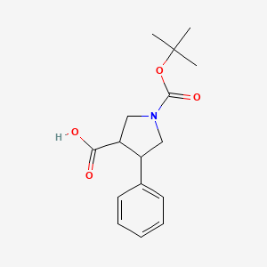 molecular formula C16H21NO4 B3175148 trans-1-(tert-Butoxycarbonyl)-4-phenylpyrrolidine-3-carboxylic acid CAS No. 956101-09-0