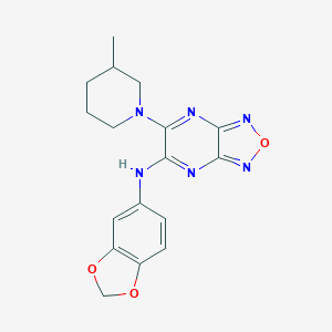 molecular formula C17H18N6O3 B317518 N-(1,3-benzodioxol-5-yl)-N-[6-(3-methylpiperidino)[1,2,5]oxadiazolo[3,4-b]pyrazin-5-yl]amine 