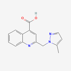 molecular formula C15H13N3O2 B3175232 2-(5-Methyl-pyrazol-1-ylmethyl)-quinoline-4-carboxylic acid CAS No. 956371-98-5