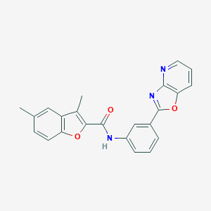 molecular formula C23H17N3O3 B317525 3,5-dimethyl-N-(3-[1,3]oxazolo[4,5-b]pyridin-2-ylphenyl)-1-benzofuran-2-carboxamide 