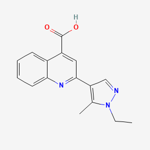 molecular formula C16H15N3O2 B3175251 2-(1-ethyl-5-methyl-1H-pyrazol-4-yl)quinoline-4-carboxylic acid CAS No. 956393-75-2