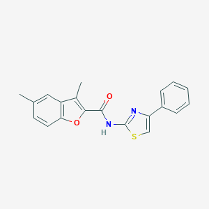 molecular formula C20H16N2O2S B317527 3,5-dimethyl-N-(4-phenyl-1,3-thiazol-2-yl)-1-benzofuran-2-carboxamide 