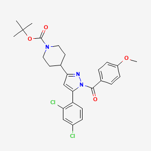 molecular formula C27H29Cl2N3O4 B3175371 Tert-butyl 4-[5-(2,4-dichlorophenyl)-1-(4-methoxybenzoyl)pyrazol-3-yl]piperidine-1-carboxylate CAS No. 956741-73-4