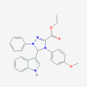 molecular formula C26H24N4O3 B317539 ethyl 5-(1H-indol-3-yl)-4-(4-methoxyphenyl)-1-phenyl-4,5-dihydro-1H-1,2,4-triazole-3-carboxylate 