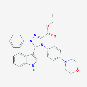 ethyl 5-(1H-indol-3-yl)-4-(4-morpholinophenyl)-1-phenyl-4,5-dihydro-1H-1,2,4-triazole-3-carboxylate