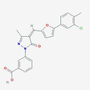 molecular formula C23H17ClN2O4 B317541 3-(4-{[5-(3-chloro-4-methylphenyl)-2-furyl]methylene}-3-methyl-5-oxo-4,5-dihydro-1H-pyrazol-1-yl)benzoic acid 