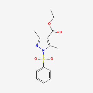 molecular formula C14H16N2O4S B3175420 ethyl 3,5-dimethyl-1-(phenylsulfonyl)-1H-pyrazole-4-carboxylate CAS No. 956930-18-0