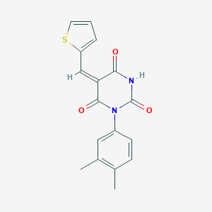 molecular formula C17H14N2O3S B317543 1-(3,4-dimethylphenyl)-5-(2-thienylmethylene)-2,4,6(1H,3H,5H)-pyrimidinetrione 
