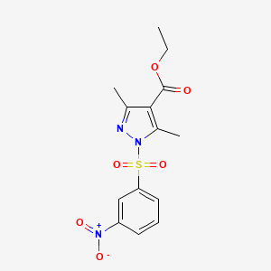 molecular formula C14H15N3O6S B3175433 ethyl 3,5-dimethyl-1-[(3-nitrophenyl)sulfonyl]-1H-pyrazole-4-carboxylate CAS No. 956938-59-3